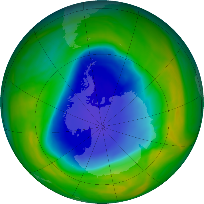 Antarctic ozone map for 18 November 2007